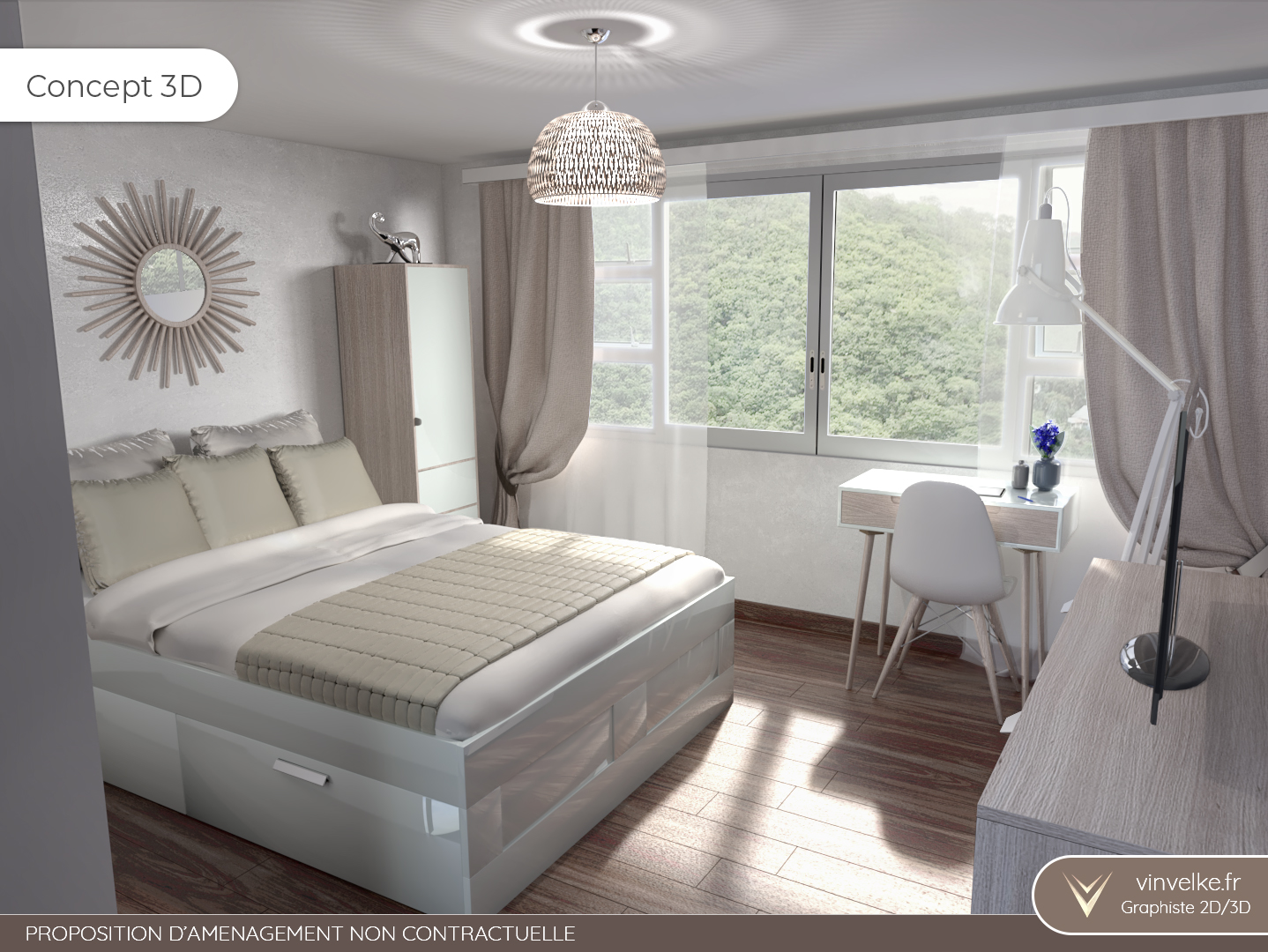 concept 3d home staging virtuel pour une chambre